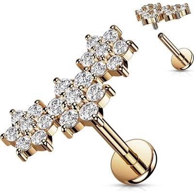 Šperky4U zlacený piercing do brady s kytičkami LB1102RD-1208