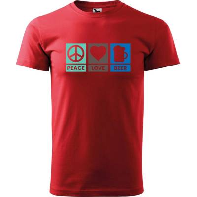 Dobrý Triko pánské tričko Peace Love beer červená – Hledejceny.cz