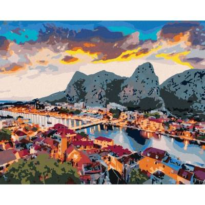 Zuty Malování podle čísel VEČERNÍ PANORAMA MĚSTA OMIŠ