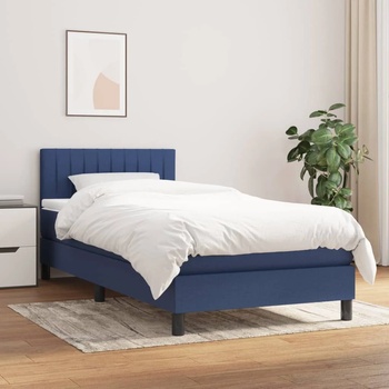 vidaXL Боксспринг легло с матрак, синя, 90x200 см, плат (3140191)