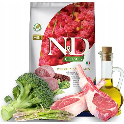N&D dog Quinoa GF adult mini weight managment lamb 7 kg