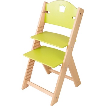 Sedees dřevěná rostoucí židle zelená s korunkou