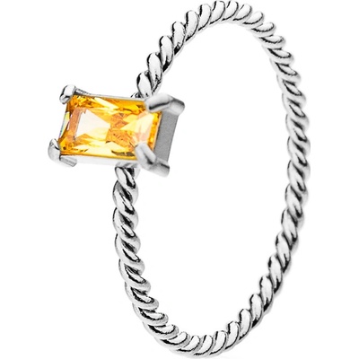 Franco Bene Diamond prsten se žlutým kamínkem stříbrný 5783