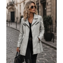 Max Original Leather dámsky kožený kabát SARA White/black