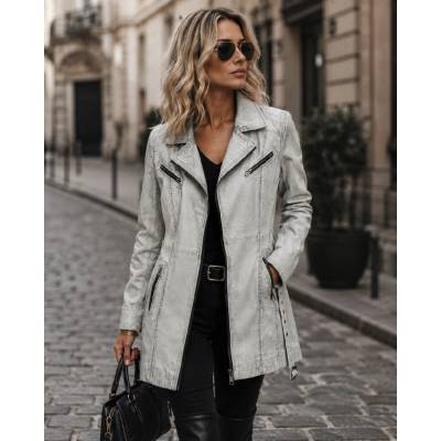 Max Original Leather Dámsky kožený kabát SARA Red