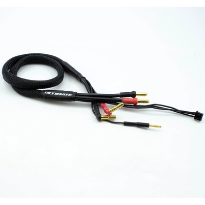 Ultimate Racing 2S černý nabíjecí kabel G4/G5 v černé ochranné punčoše dlouhý 600mm 4mm 3-pin XH