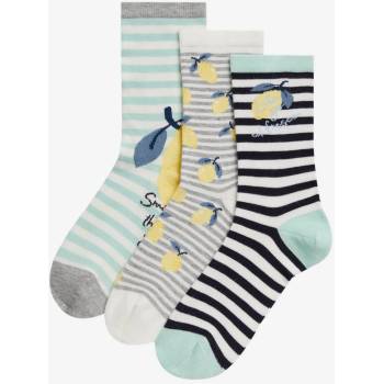 Marks & Spencer Sada tří párů kotníkových ponožek Sumptuously Soft s motivem citrónů