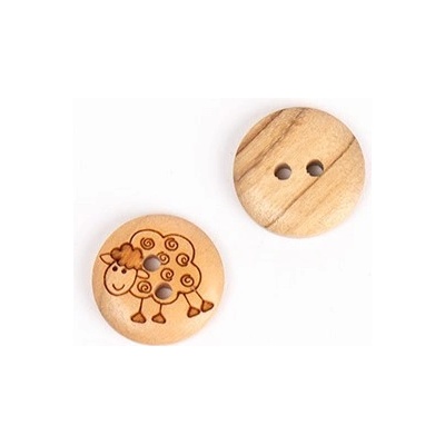Drops Dřevěný knoflík kulatý Ø 15 mm ovečka – Zboží Dáma