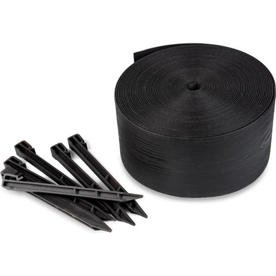 Unigardia Plastový obrubník Decor v roli s kolíky výška 13 cm délka 10 m + 20 kolíků černá 1 ks