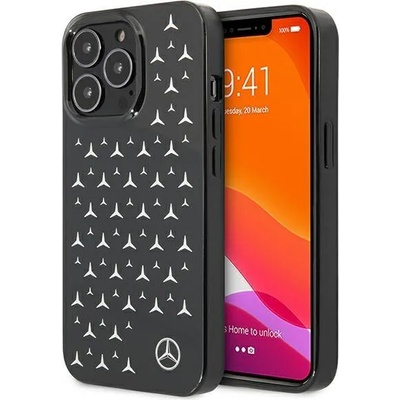 Mercedes-Benz Луксозен Калъф за iPhone 13 Pro Max, Mercedes-Benz Silver Star Case, Черен (MEHCP13XESPBK)