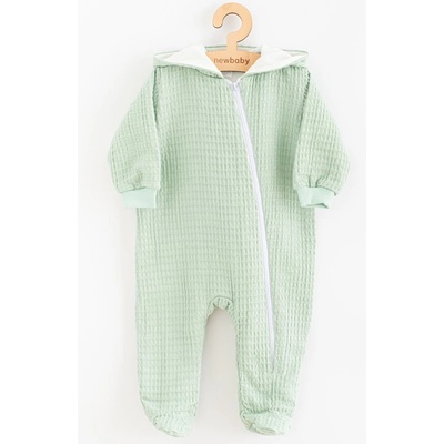 Dojčenský mušelínový overal s kapucňou New Baby Comfort clothes šalviová