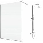 SanSwiss Комплект душ кабина SanSwiss Easy Walk-In, хромирана, 100x200 см, и душ колона Omnires Y, хромирана (STR4P1005007+Y1244DCR)