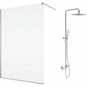 SanSwiss Комплект душ кабина SanSwiss Easy Walk-In, хромирана, 100x200 см, и душ колона Omnires Y, хромирана (STR4P1005007+Y1244DCR)