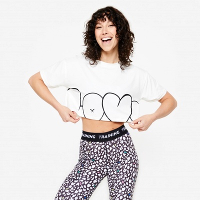 DOMYOS Dámsky crop top voľný biely