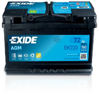 Autobaterie Exide START-STOP AGM EK720 - 72Ah, 12V