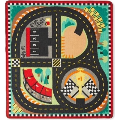 Melissa & Doug - Килимче за игра с дървени коли - Състезание (19401)