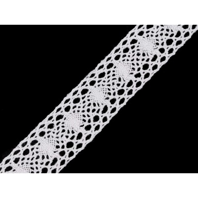 Krajka / vsadka paličkovaná šíře 33 mm návin 22 METRŮ - 1 bílá