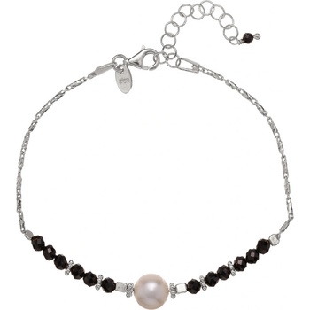 Alisia stříbrný náramek s černým spinelem a říční perlou AL4110-Argento-Spinello