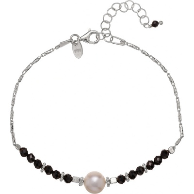 Alisia stříbrný náramek s černým spinelem a říční perlou AL4110-Argento-Spinello
