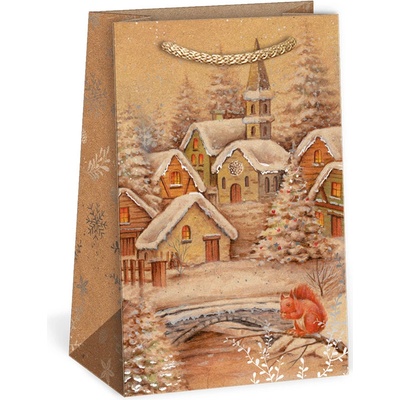 ARGUS Darčeková papierová taška (10 x 16 cm) - Zasnežené domčeky 08140066