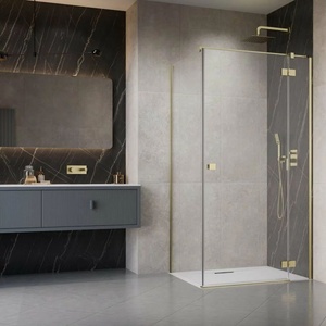 Radaway Правоъгълна душ кабина с люлееща се врата Radaway Essenza KDJ 120x100 см, матово златисто-прозрачно покритие, дясна (1385042-99-01R+1384052-01-01)