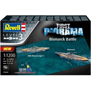 Revell Сглобяем модел, Revell, Диорама Битката Bismarck HMS и King George V, 76 части