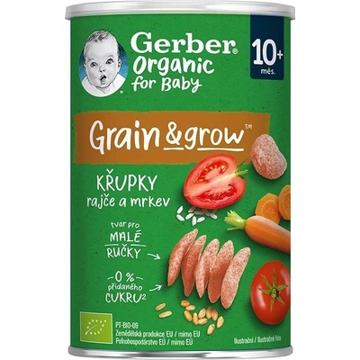 Gerber Organic křupky s rajčaty a mrkví 35 g