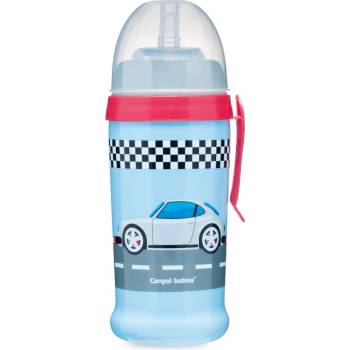 Canpol babies Преходна чаша със сламка Canpol - Racing, Синя кола, 350 ml (56/516_bd)