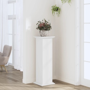 vidaXL Поставка за растения, бяла, 33x33x100 см, инженерно дърво (852978)