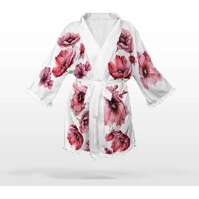 Takoy Panel se střihem 2XS šifon / silky kimono růžová krása - prodloužený střih