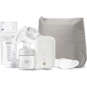 Philips Единична електрическа помпа за кърма Natural Motion Premium + несесер + торбички за кърма 5 броя