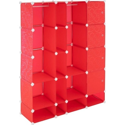 Divero Úsporný zásuvný regál - 161 x 127 x 37 cm, červený
