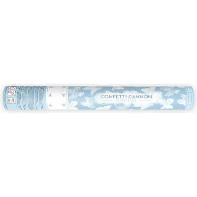 Vystřelovací konfety bílý motýlci 40 cm
