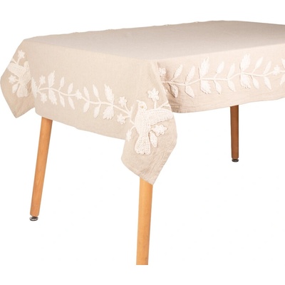 Takoy Bavlněný ubrus 140x220 s výšivkou ptačí zahrada BOHO COLLECTION-HT-01072 | 140 x 220 cm