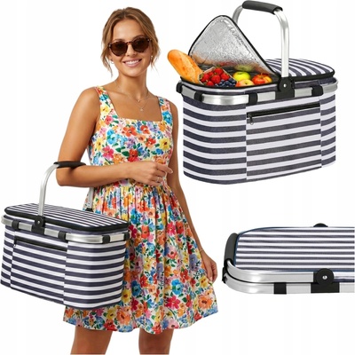 SPRINGOS Piknikový termo kôš 28l CS0025 biela/modrá