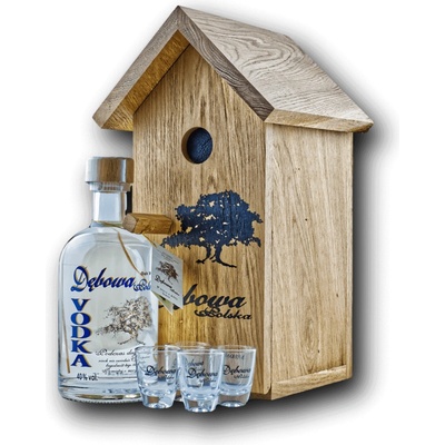 Dębowa Polska Vtáčia Búdka 40% 0,7 l (darčkové balenie 4 poháre)
