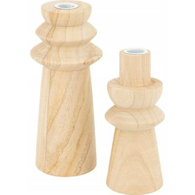 DŘEVĚNÝ SVÍCEN DEKORATIVNÍ MODERNÍ SADA 2 KS UMA 23,5X10,5 CM