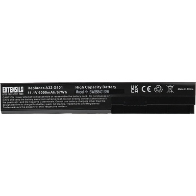EXTENSILO Батерия за Asus F301 / S301 / X301, 6000 mAh (888401926)