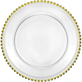 Horecano HORECANO-CHARM-Подложна чиния стъкло Ø32xh3cm релефен златен кант (AT722173) (0111244)