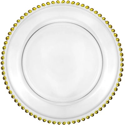 Horecano HORECANO-CHARM-Подложна чиния стъкло Ø32xh3cm релефен златен кант (AT722173) (0111244)