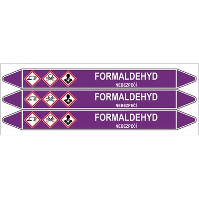 Značení potrubí, formaldehyd,3 ks, 355 × 37 mm PZ 007176