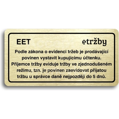 ACCEPT Piktogram EET - zjednodušený režim - zlatá tabulka - černý tisk
