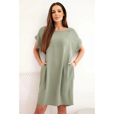 Fashionweek dámske šaty s vreckami ľahké a vzdušne K5954 Khaki
