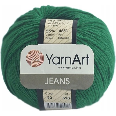 Priadza YarnArt Jeans 50g 160m 52 tmavozelená