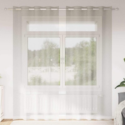 vidaXL Перде от воал С завеси 2 pcs Крем 245 x 140 см Полиестер (4107990)