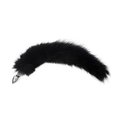ostatní ROUGE Stainless Steel Medium Butt Plug Tail - Real Fur