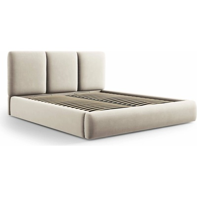 Mazzini Beds Brody s úložným priestorom s roštom Krémová zamatová