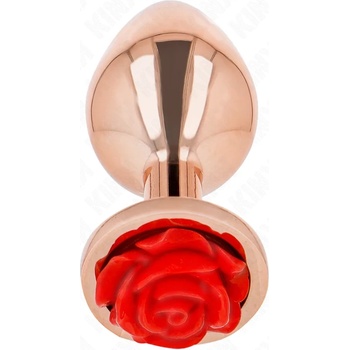Image 1 of Метален анален плъг с червена роза, 8, 9см. - Kink Plug Rose Pink (D-242589)