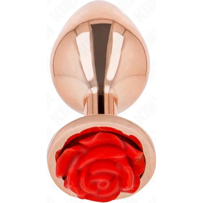 Метален анален плъг с червена роза, 8, 9см. - Kink Plug Rose Pink (D-242589)
