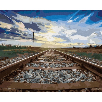 Zuty Malování Podle Čísel Koleje A Modré Nebe 80 x 100 cm Plátno Rám